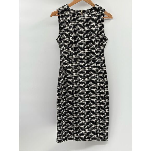 Calvin Klein Dress Sheath Sleeveless Women 8‎ Black White Pencil